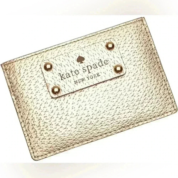 Kate Spade Womens Gold Tan Small Card Holder Wallet - Picture 1 of 5